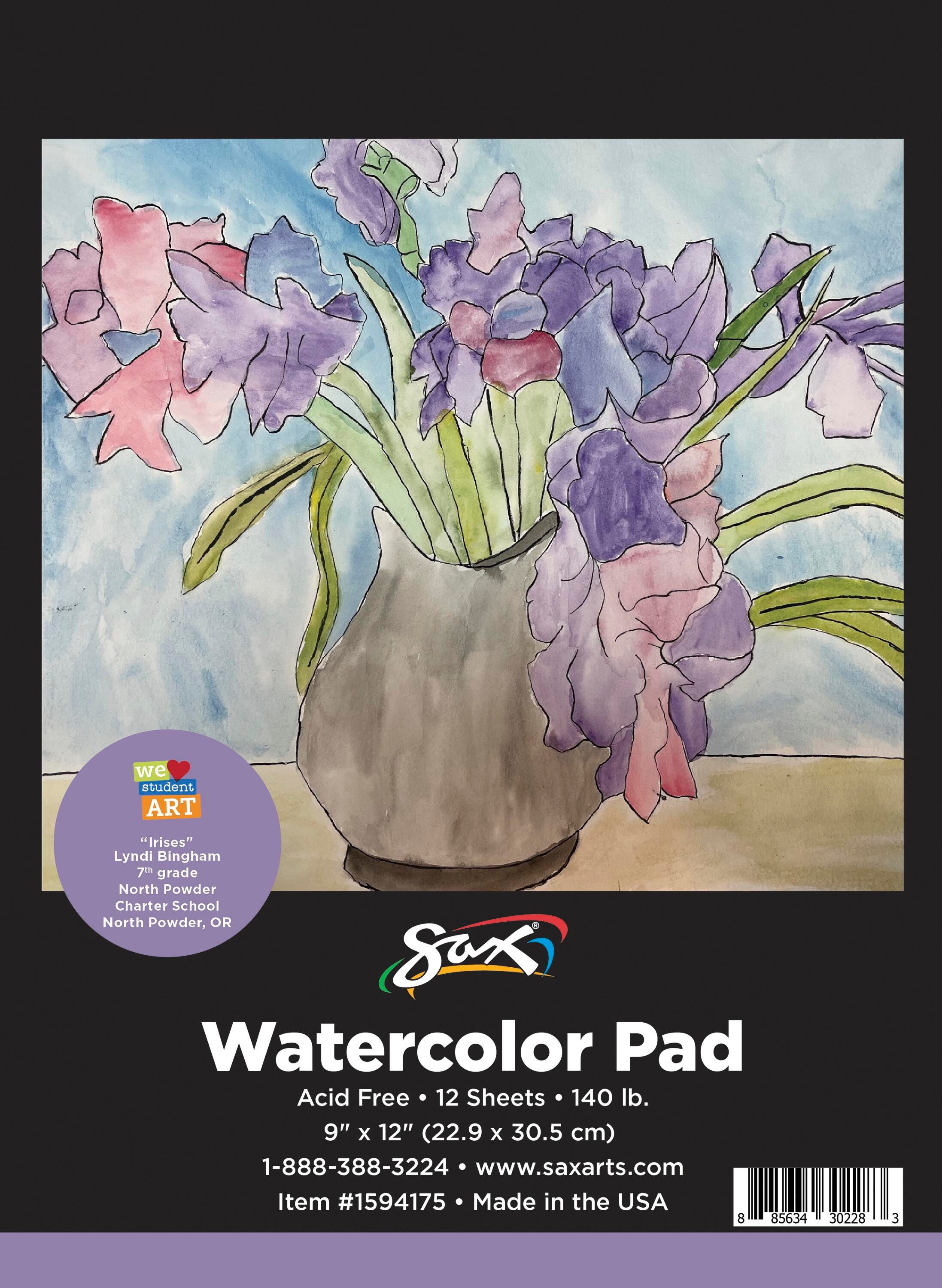 Image for Sax Watercolor Pad, 140 lb, 9 x 12 Inches, White, 12 Sheets from School Specialty